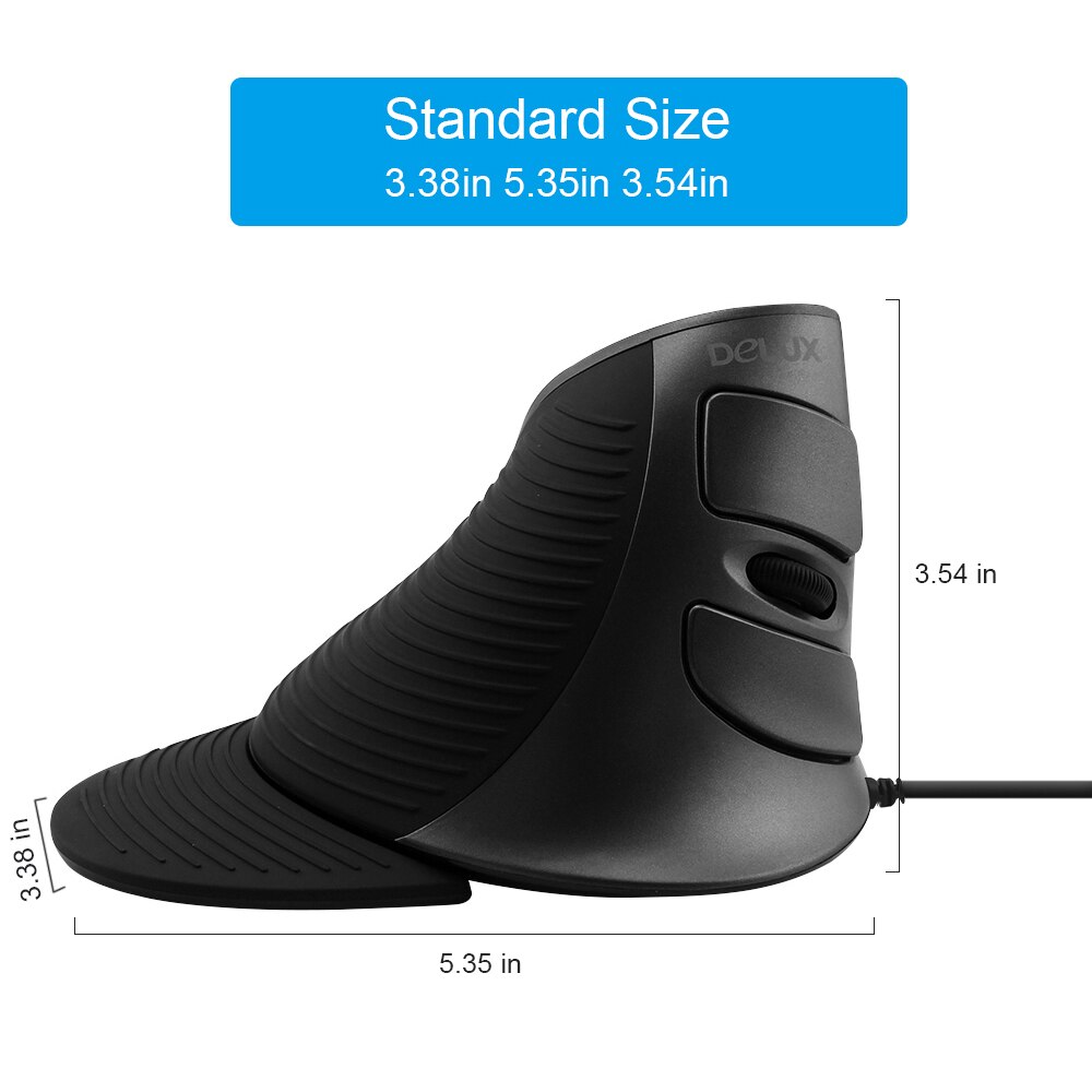 Delux M618 Ergonomic Vertical Mouse 6D Optical Right Hand Mice Wireless Mause with Wrist mat for PC Laptop Computer Gaming
