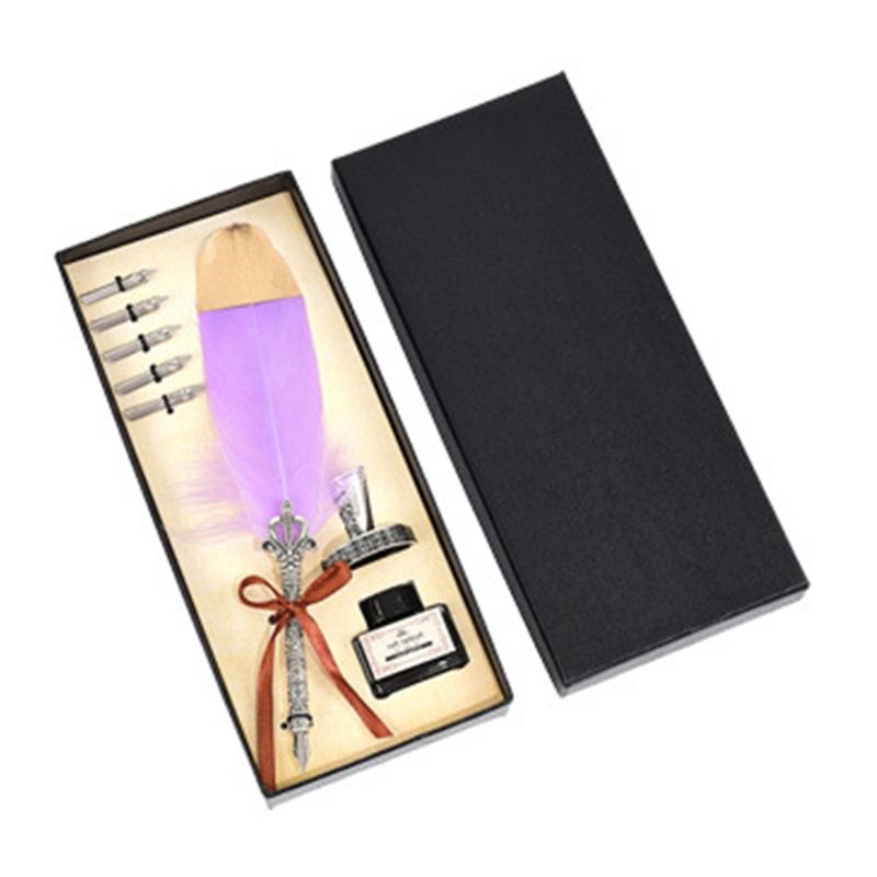 Calligraphy Feather Pen Antique Feather Pen Quill Pen Dip Pen With Envelope Knife Envelope Writing Paper Calligraphy Pen: F