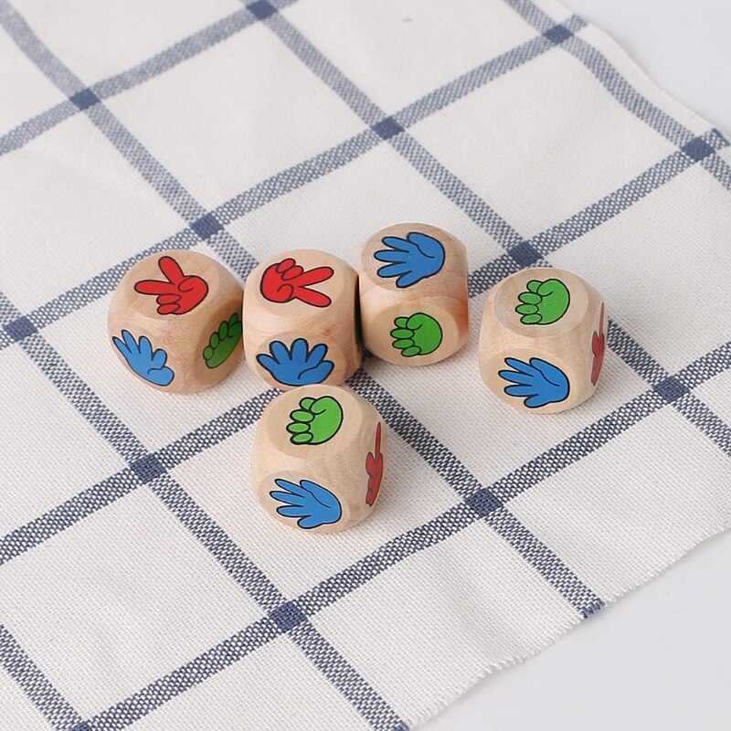 5pcs Drinking Game Rock Paper Scissors Finger-Guessing 20mm Wood Dice Bar Toys Multi Sides Dice for Board Game