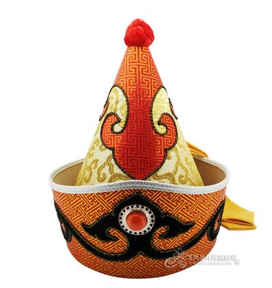 Mongol mâle chapeau pointu haut casquette minorité chapeau Prince de mongolie scène de danse pointu extrémité Folk chapeau: Or