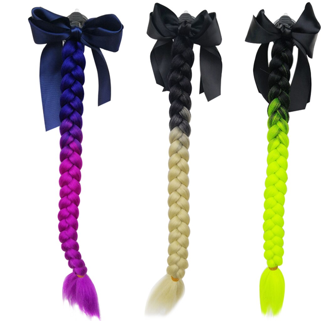 Casco coda di cavallo trecce trecce capelli con Bowknot ventosa rimovibile per moto bici bicicletta ciclismo motociclisti motociclisti pattinare