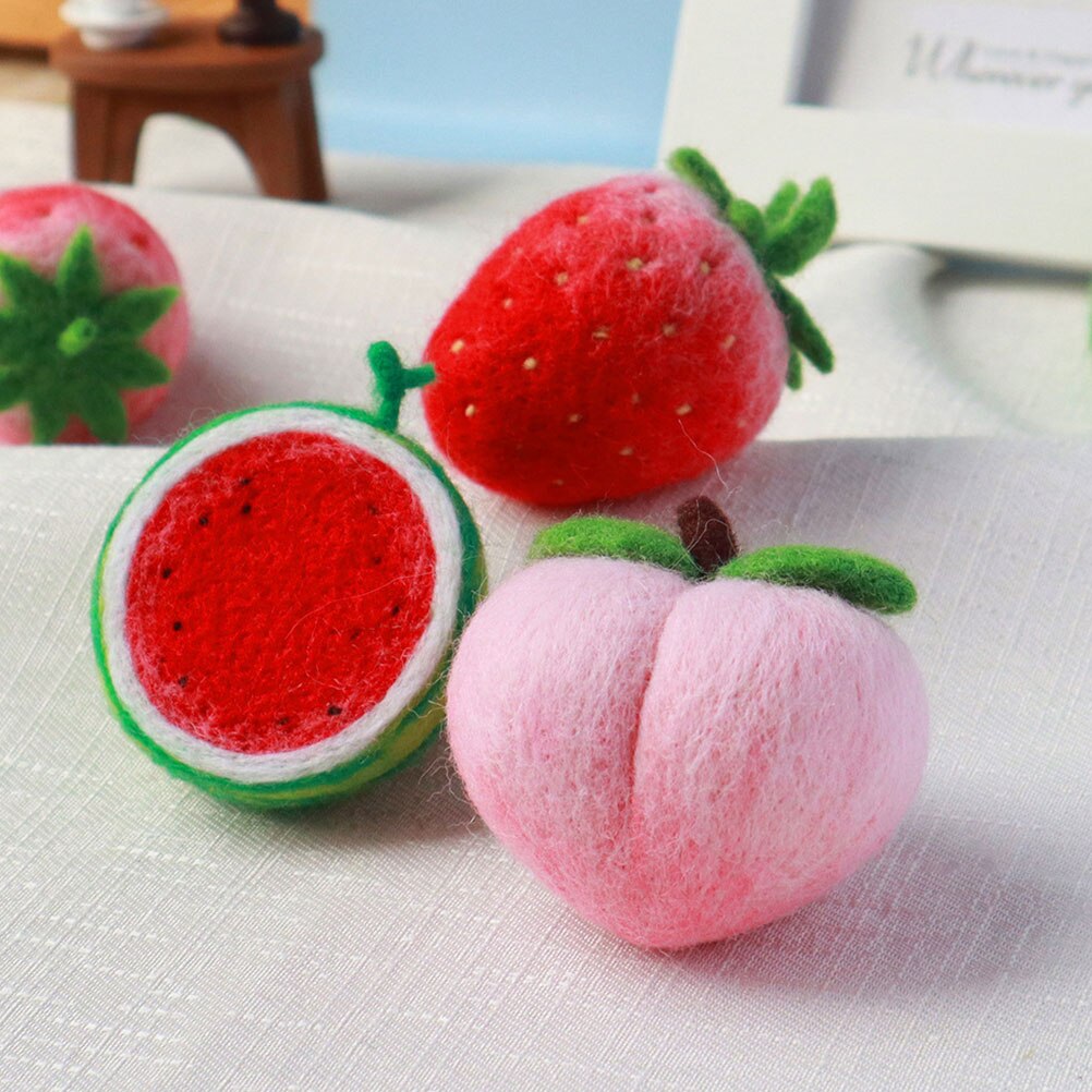 1 Juego de adorno colgante de fruta de lana artesanal, artesanía de lana de fieltro de fruta, costura de boda, accesorios para manualidades de lazo de pelo 2022