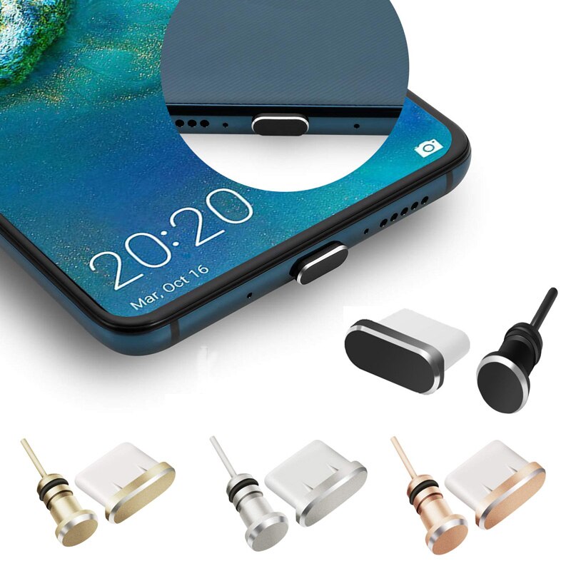 Puerto de carga tipo C metálico antipolvo, 3,5mm, conector para auriculares, accesorios para teléfono Samsung S10,
