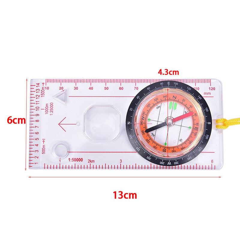 Règle de Camping de randonnée Portable en plein air, loupe de carte, boussole remplie de liquide