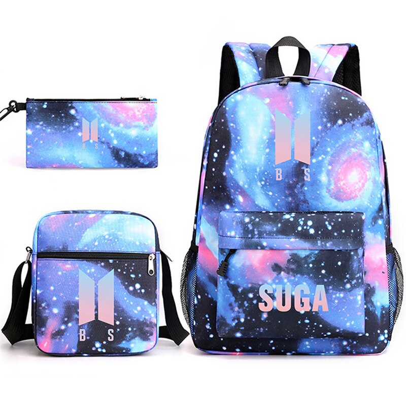 Starry Sky Pattern Schoolbag Pencil Case Shoulder Bag Set Large Capacity Backpack JIN SUGA J HOPE JIMIN V JUNGKOOK Travel Bag