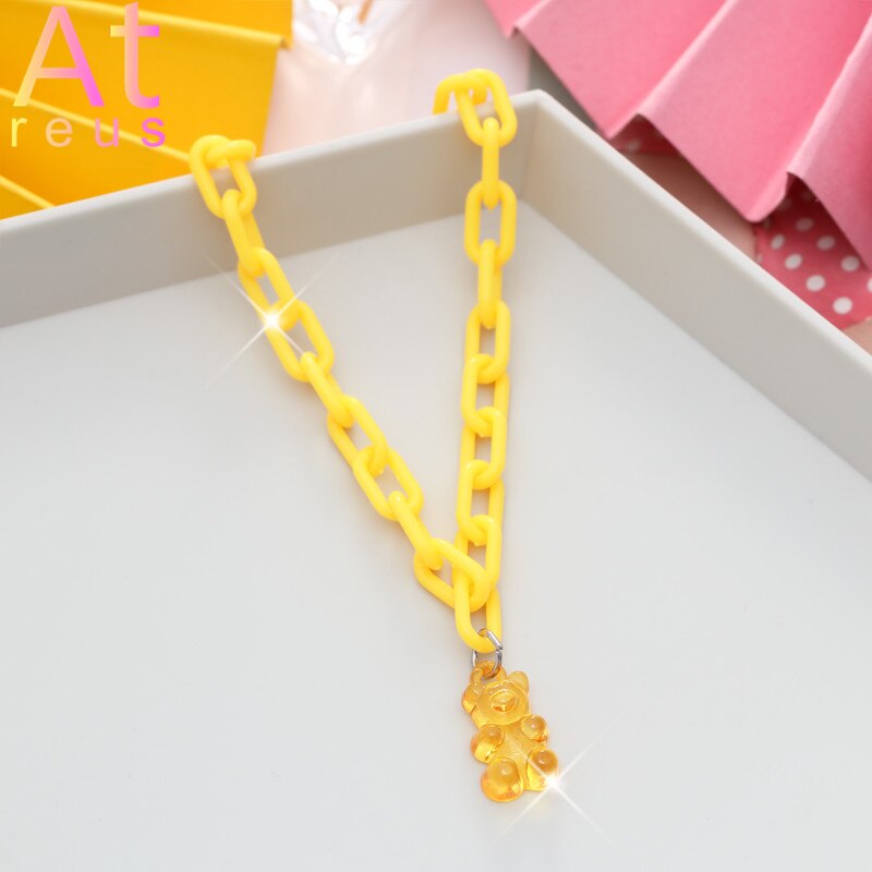 Chic Colorful Daisy Flower Pendant Necklace For Women Cute Resin Square Chain Choker Necklace Jewelry For Girl Spring: XL1922yellow