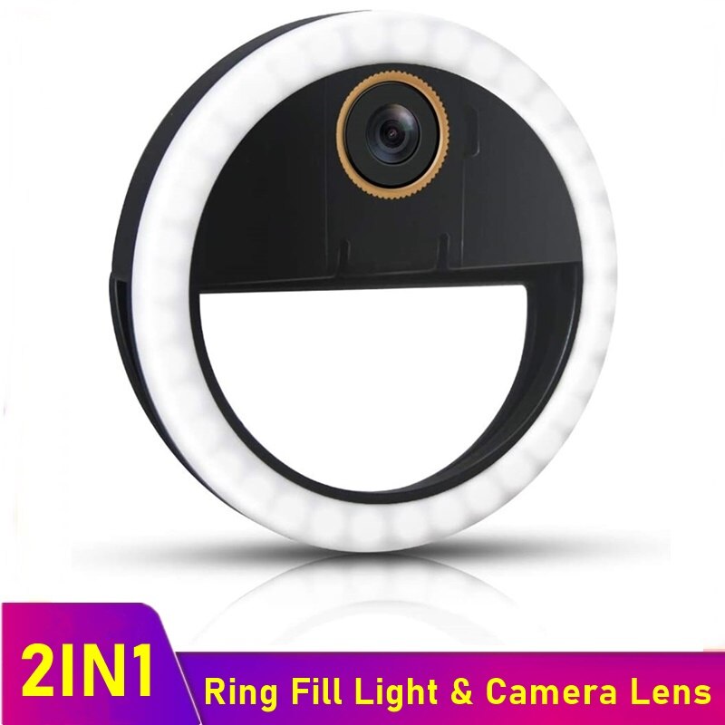 Led Selfie Ring Vullen Licht Dimbare Telefoon Ring Lamp Met Macro Lens Voor Make Video Live Fotografie Aro De Luz para Celular