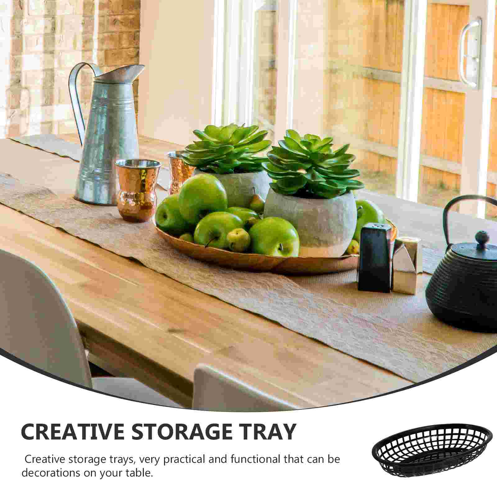 4 Pcs Black Snack Tray Hamburger Basket Fruit Plate Storage Container Plastic Vegetable Tray Dessert Holder Food ganizer Baskets