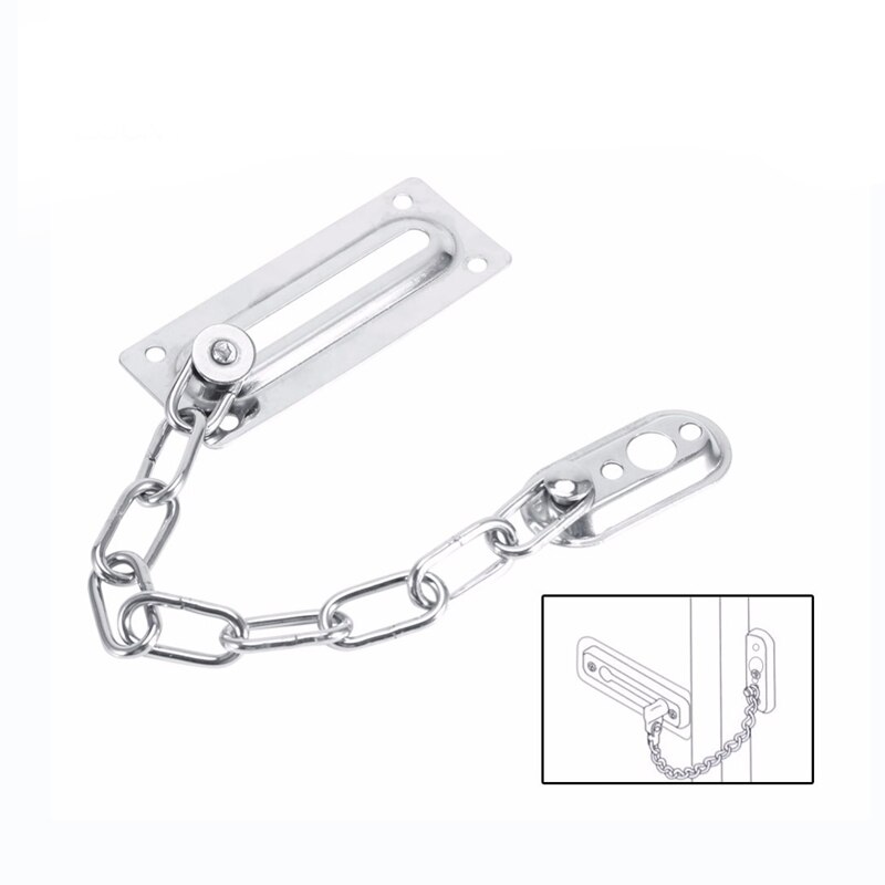 Sliding Door Lock Chrome Door Lock Chain Bolt Safety Chain Hotel Office Security Chain Gate Cabinet Latches Decorative Hardware