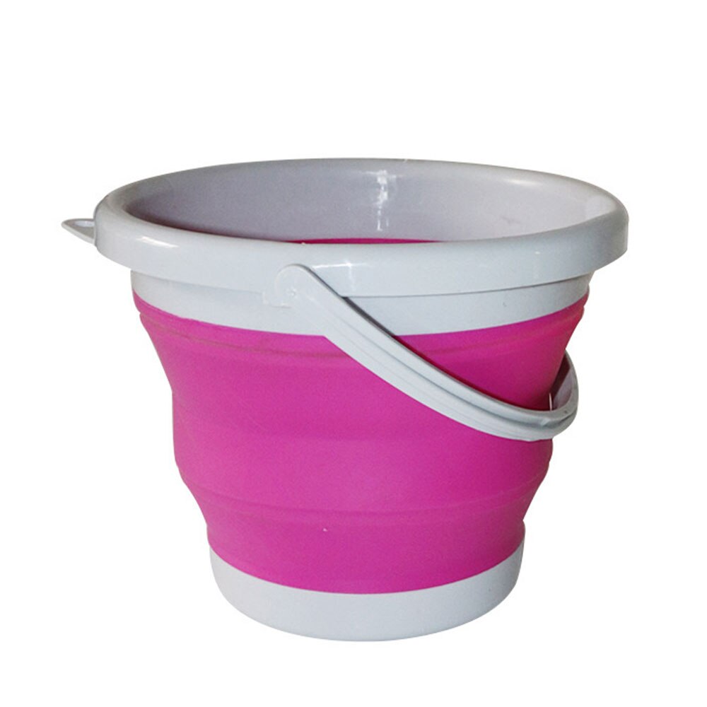 Cubo plegable de 3L/5L para pesca, cubo para coche, lavado exterior grueso de PP, suministros de pesca, Camping, baño portátil, cocina: 5L Red rose