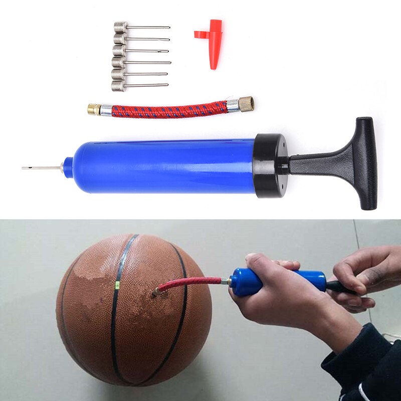 Plastic Blauwe Voetbal Opblaasbare Bal Hand Luchtpomp Met Naald
