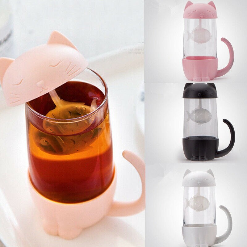 Sitko robić herbaty kot wzór psa zaparzacz robić herbaty kubek szklany torebki kuchenne narzędzie gadżet moczenie filiżanka filtrowa