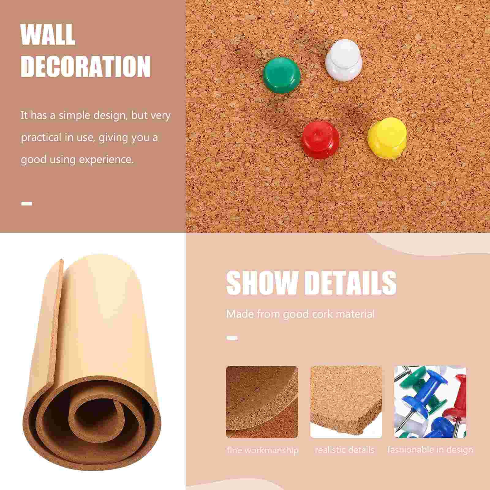 1 Set of Self-Adhesive Cork Message Board Memo Board Wall Bulletin Board