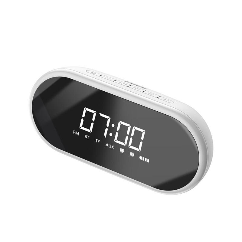 Baseus LED Digital Alarm Clock With Wireless Bluetooth Speaker Portable Night light Table Clock Desk Clocks For Home & Office: White