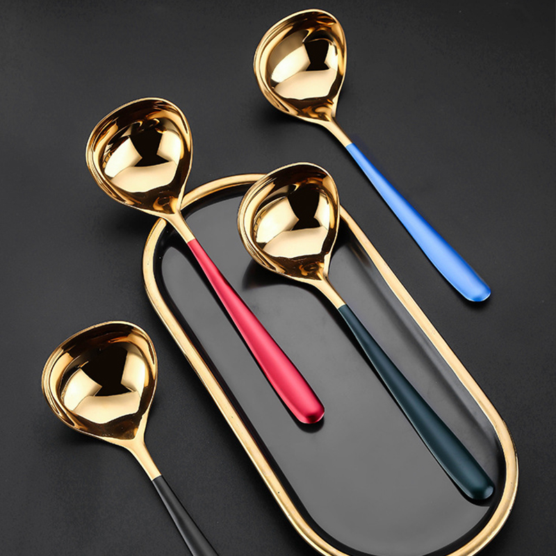 Cuillère à soupe à Long manche en acier inoxydable 304, petite cuillère à soupe, grande extrémité ronde profonde, cuillère à bouillie de ménage, grande cuillère à boire