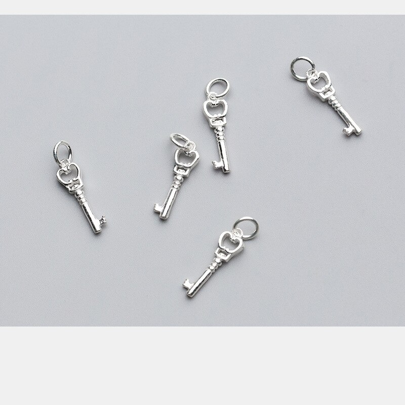 UQBing 100% 925 Sterling Silver Heart Key Pendant Charms For DIY Necklace Jewelry Making Findings Crafts Accessories