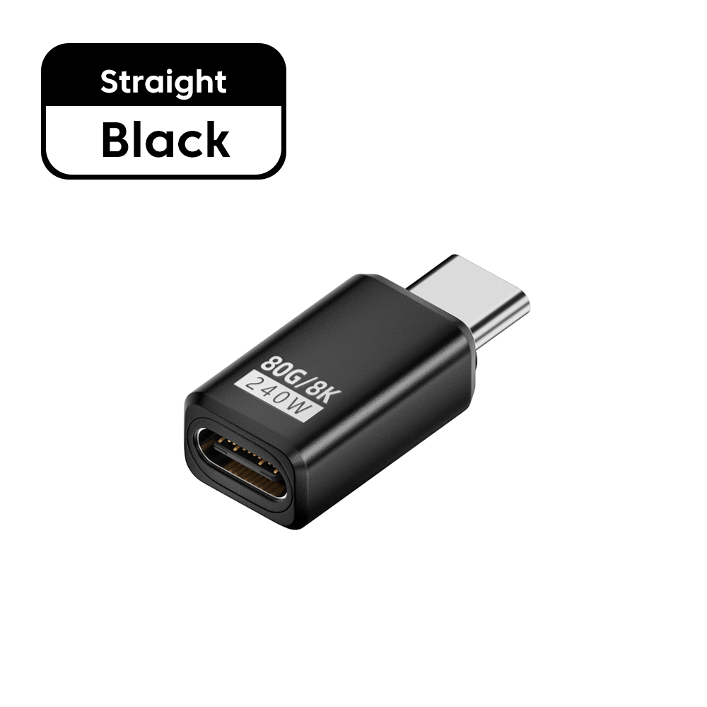 Adaptador OTG de 240W USB 3,0 tipo C a tipo C 8K 80Hz USB C carga rápida 80Gbps transferencia de vídeo de datos para iPhone 16 Macbook 90 ° Codo: Gris oscuro