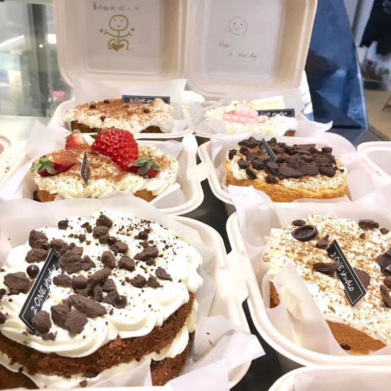 50 Teile/beutel Biologisch Abbaubar Einweg Takeout Lebensmittel Container Leck Beweis Kuchen Hamburger Halfter Kasten für Gaststätten