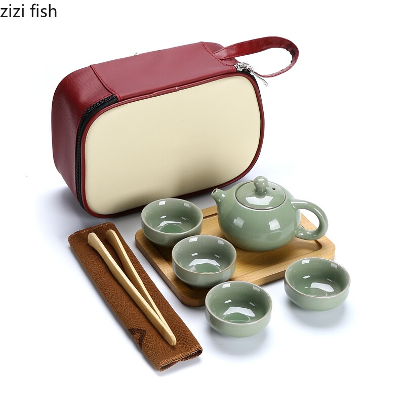 Chinesische Kung Fu Tee-Set Keramik Tragbare Teekanne Set Im Freien Reise Gaiwan Tee Tassen Tee Zeremonie Teetasse Trink Fine