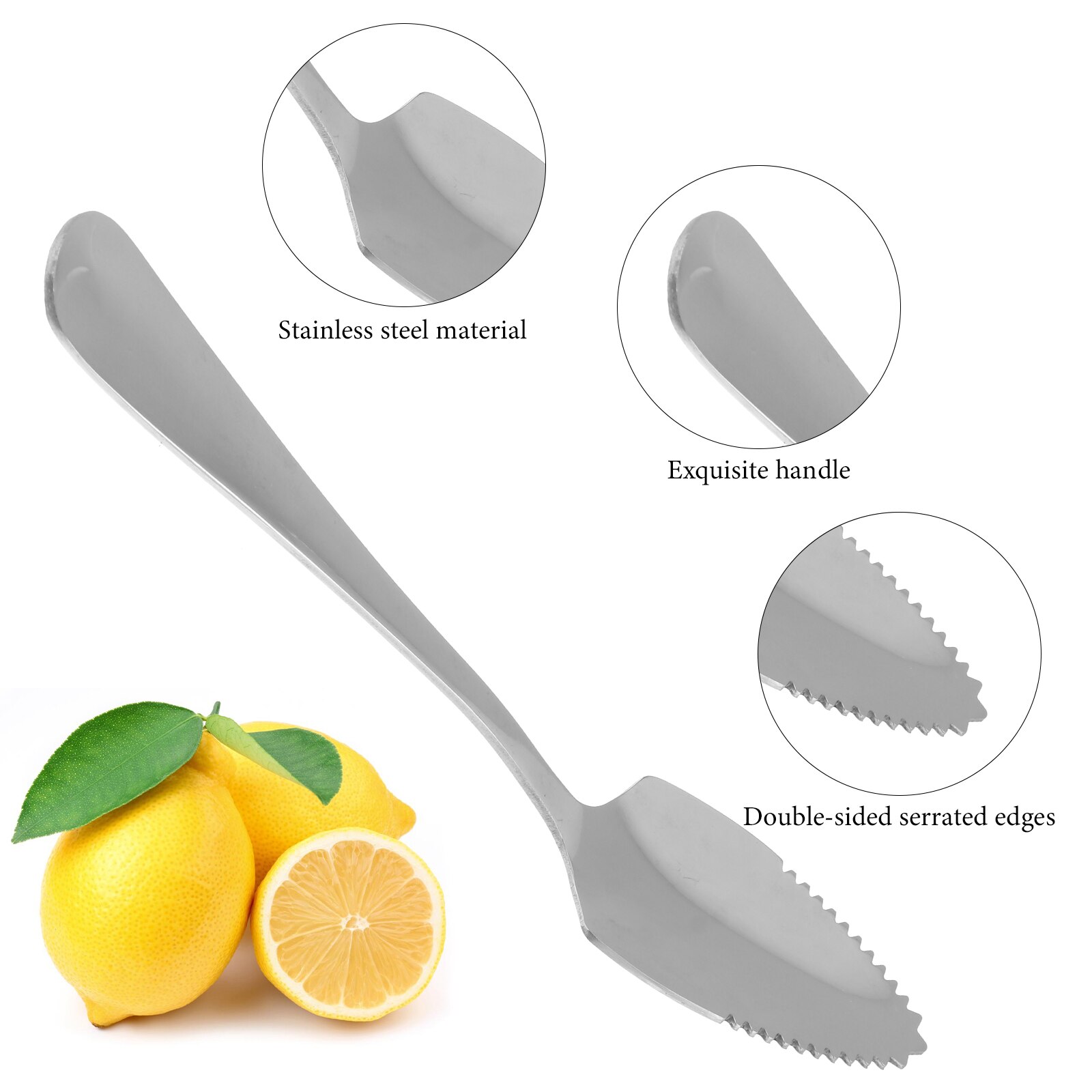 Grapefruit Voor Dessert Lepel Rvs Lange Steel Roeren Glad Fruit Lepels