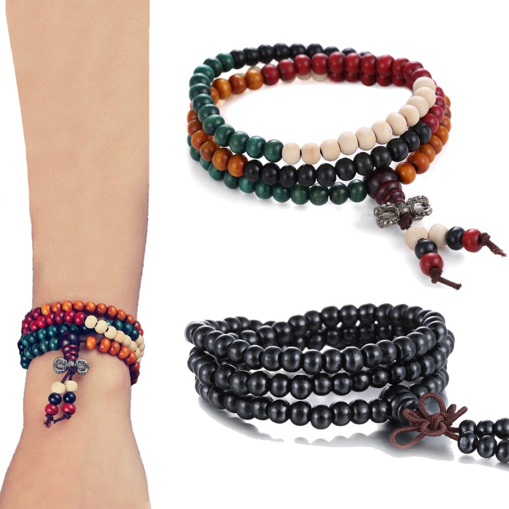 6Mm Natuurlijke Houten Kralen Armband 108 Kralen Mala Yoga Boeddha Kralen Breacelets Kleurrijke Kralen Wrap Armband Vrouwen Mannen Sieraden