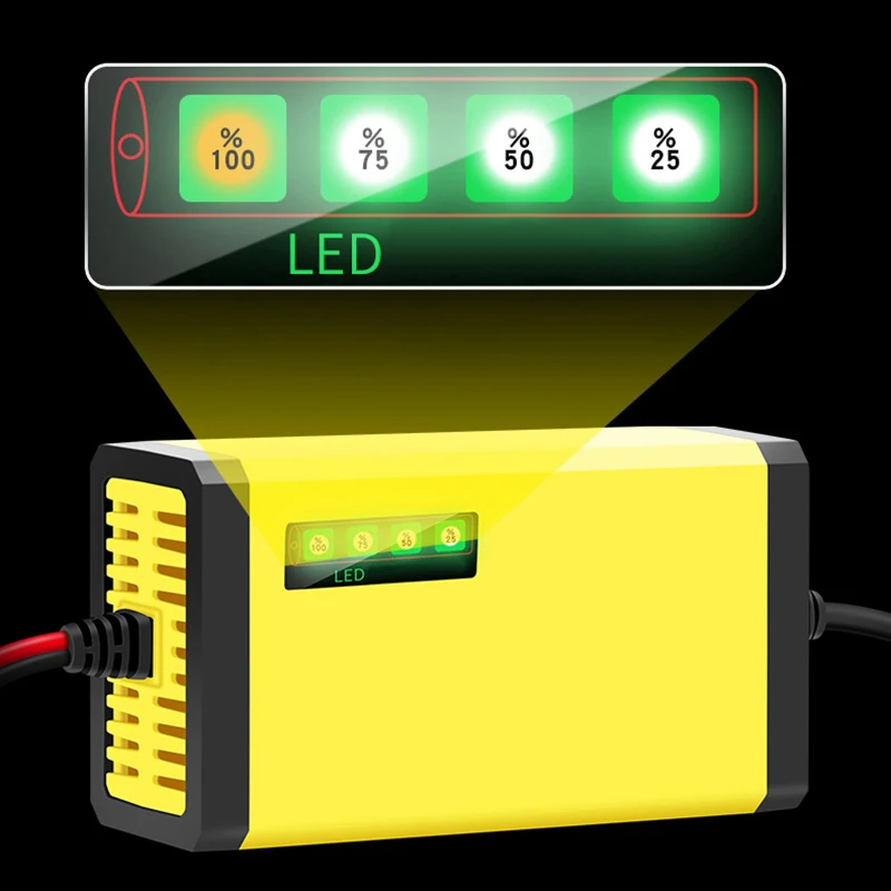 12V 2A Auto Motorrad Batterie Ladegerät LED-anzeige 220V Moto Lkw Auto Batterie Ladegerät Energie Puls Reparatur