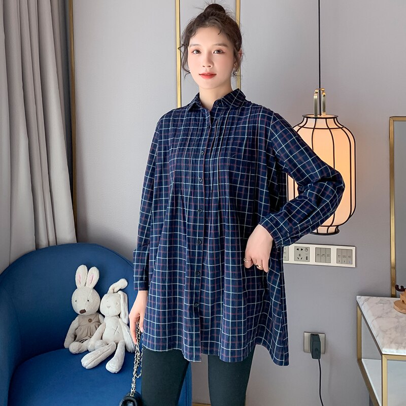 Amazing Pleated Waist Button Corduroy Maternity Blouses - Fashion Pregnancy Tunic Tops - Clothes For Pregnant Women (D4)(Z1) main image 1