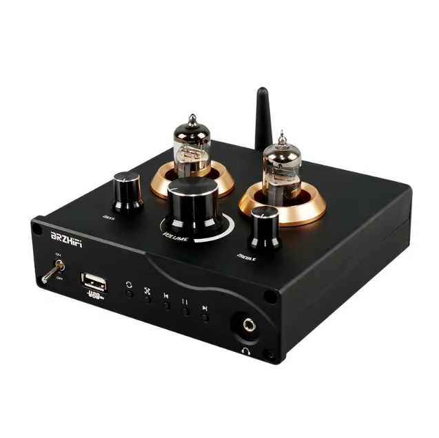 BRZHIFI Audio F5 Tube Preamplifier HiFi Bluetooth 5.0 Preamp with USB TF Card Support App Remote Control FM Radio