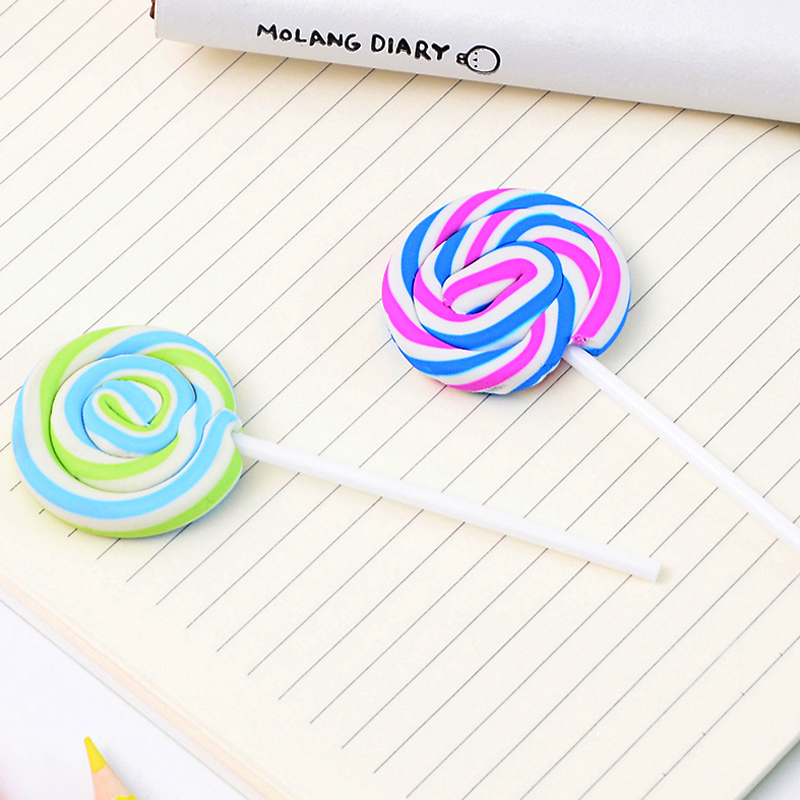 4 pcs/lot Lollipop Rubber Eraser Kawaii Soft Durable Flexible Cube Office Erasers for School Student Kids