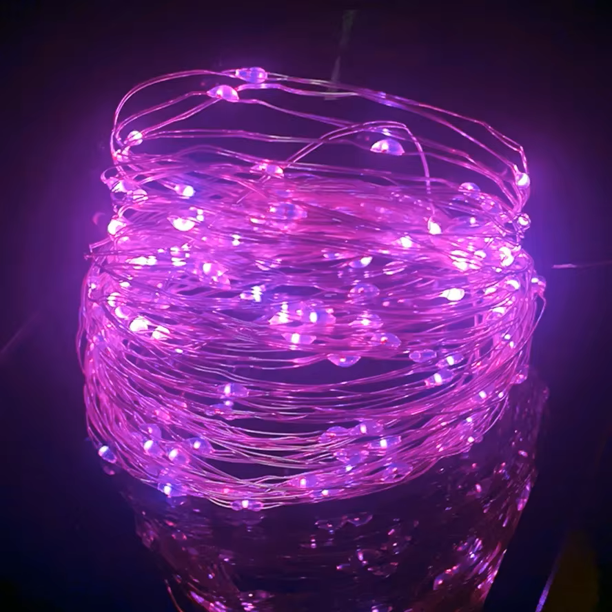20m vattentäta usb led-ljusslinga koppar silvertråd girland ljusslingor för jul bröllopsfest dekoration krans: Rosa / 650w