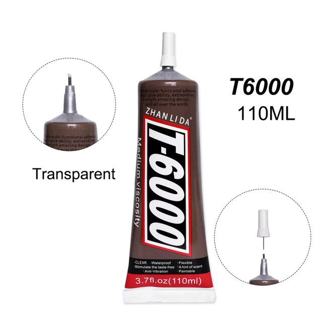 Waterproof E7000 110ml Super Glue Phone Glass Metal Adhesive Cloth Fabric Epoxy Wood Transparent Textile T6000 B6000 T9000 T8000: T6000 110ML Clear