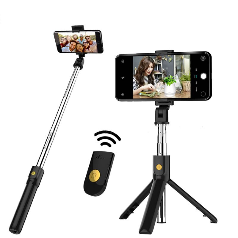 K07 3 in 1 kabelloser bluetooth-selfie-stick, faltbares mini-stativ, ausziehbares einbeinstativ mit fernbedienung für iphone, ios und android