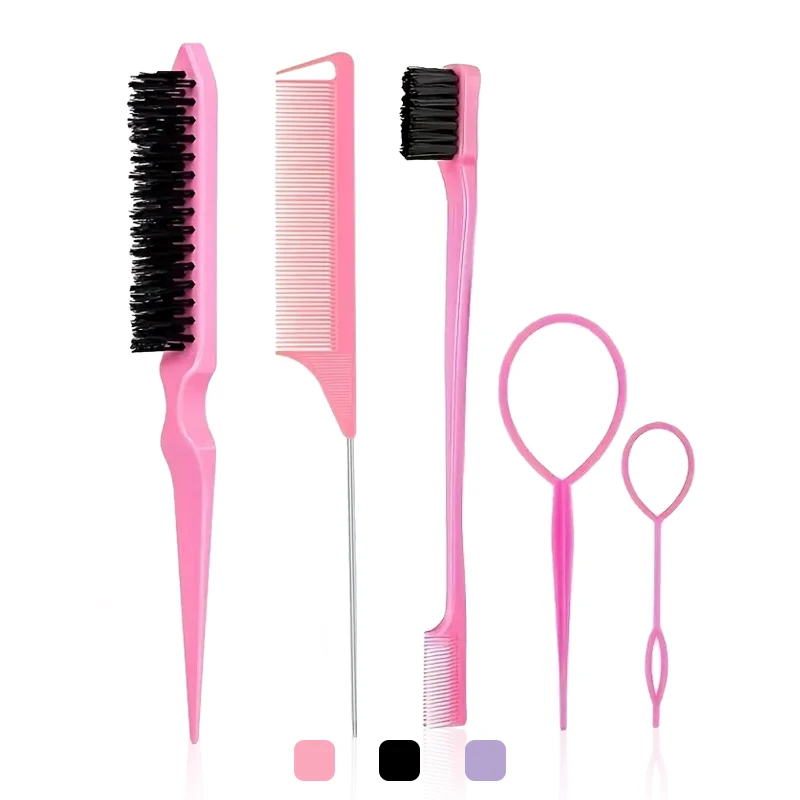 Juego de Herramientas de peinado DIY, cepillo para el cabello, Kit de herramientas para trenzar, incluye peine para peinar el cabello, peine de cola de rata, cepillo para bordes, cepillo para el cabello