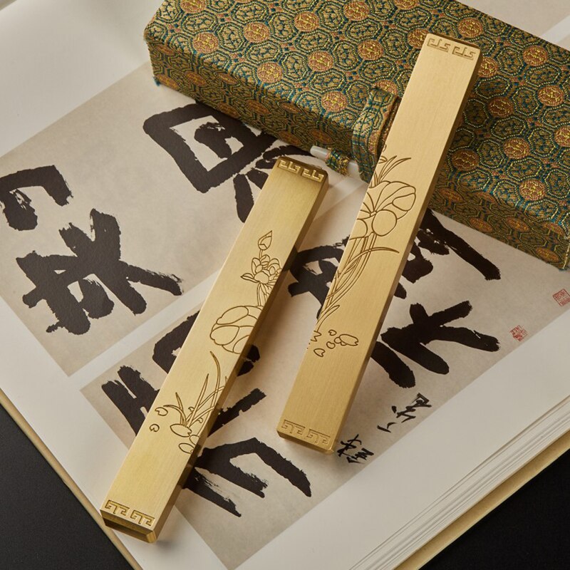 Multifunctionele Metalen Paperweights Eenvoudige Paperweights Chinese Kalligrafie Messing Paperweights Sculptuur Papier Drukken Prop