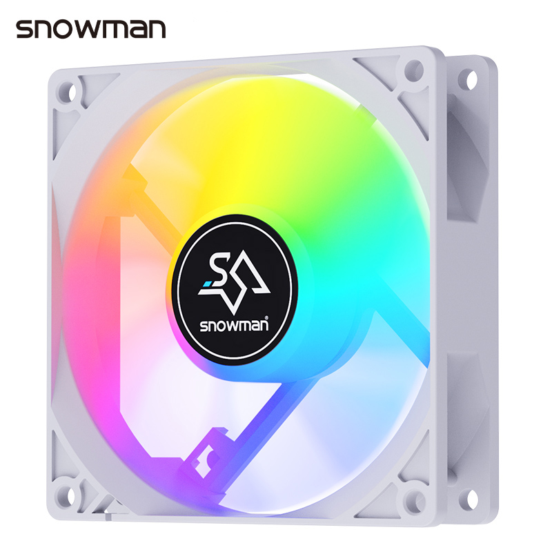 SNOWMAN-ventilador PWM silencioso de 90mm y 4 pines para ordenador, caja de ordenador de 92mm, CPU de 9CM, Enfriador de PC silencioso, RGB, CC de 12V, ajuste de velocidad del ventilador: Plata / Negro