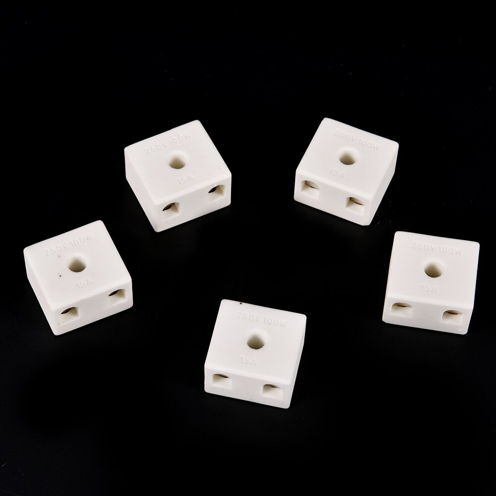5 Pcs 10A 2W4H 2 Way 4 Hole Connector Ceramic Terminal Block Porcelain Ceramic Terminal Blocks