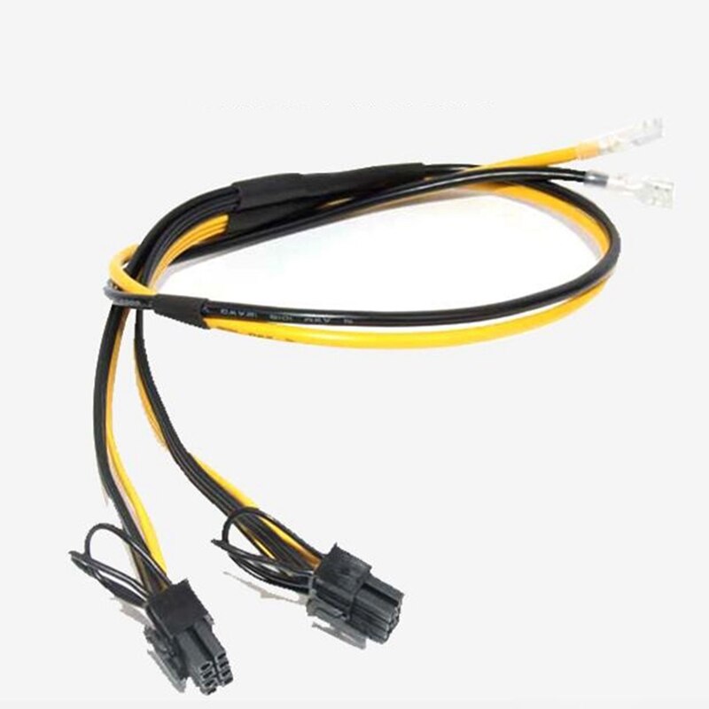 1 To 2X(6+2Pin) Power Cable Dual PCI-E Pcie Graphics Video Card Power Cable 12AWG(50CM)+16AWG(20CM) For RIG Miner, 5Pcs