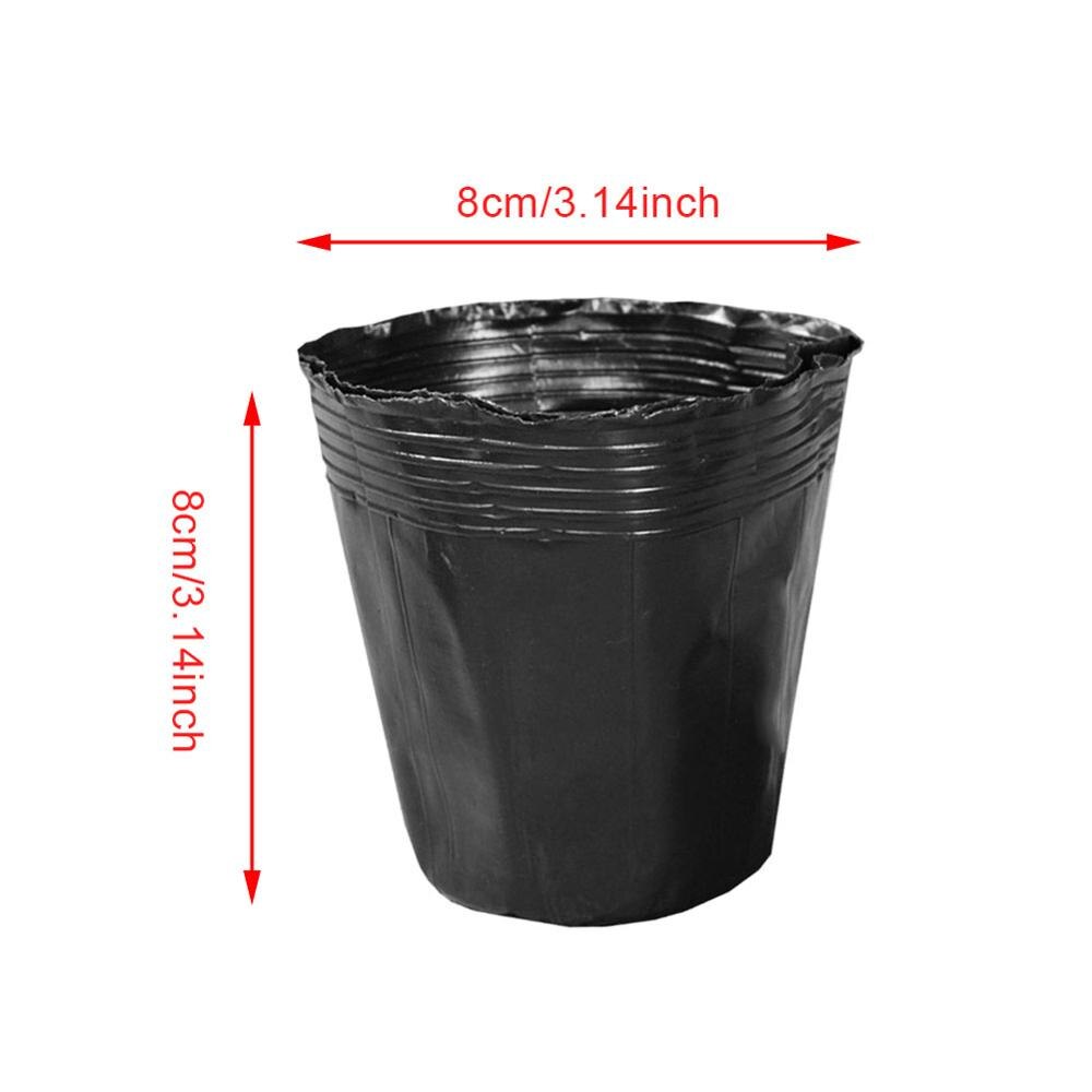 Redondo nutricional preto plástico berçário potes mudas plantas potes jardim para casa transplante vasos de plantas 100 pces: 8x8cm