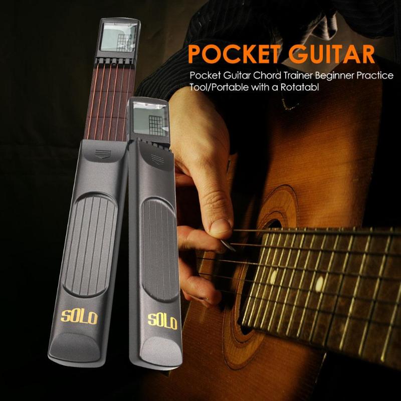 Portable Pocket Guitar 6 Strings Trainer with Chord Chart Screen Practice