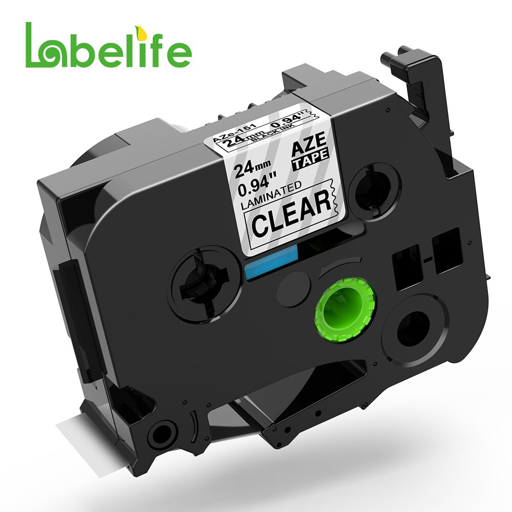 Mutiple Kleuren Compatibel Voor Brother P-Touch Label Tape 24Mm Zwart Op Wit Zwart Op Geel Label Printer tape Voor PTP700 710: Black on Clear