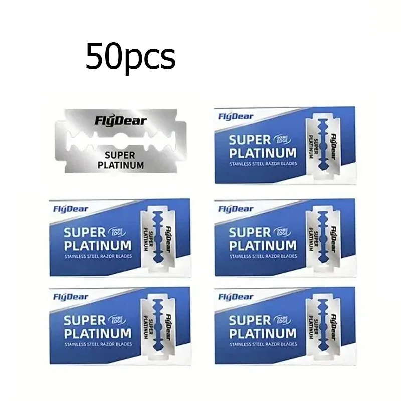 Klassiek Retro Roestvrij Scheermes Dubbele Rand Scheermesjes Heren Scheren Ontharing Scheermes Veiligheidsscheermessen Professioneel Kapper Gereedschap: Blauw