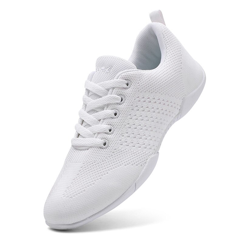 White Aerobic Shoes Children's Adult Fitness Shoes Gymnastics Sports Dance Shoes for Women Cheerleading Shoes Women's Square