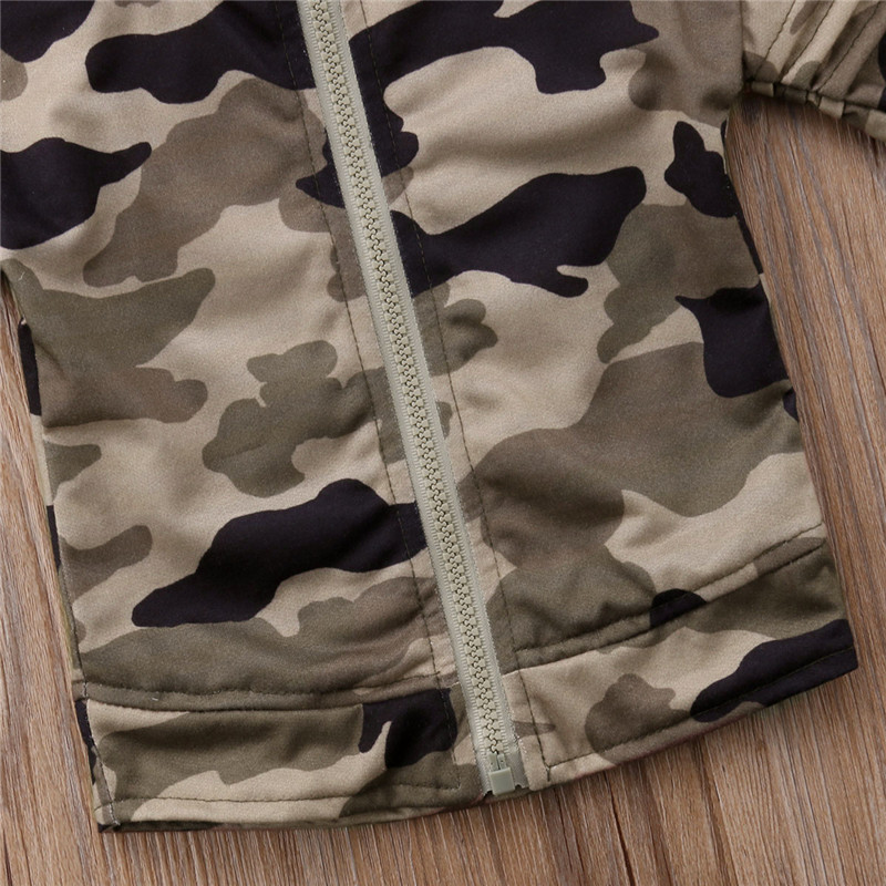 Winter Herfst Warm Peuter Kids Jongens Jas Meisjes Jassen Zip Lange Mouw Camo Hooded Tops Jasje Hoodies