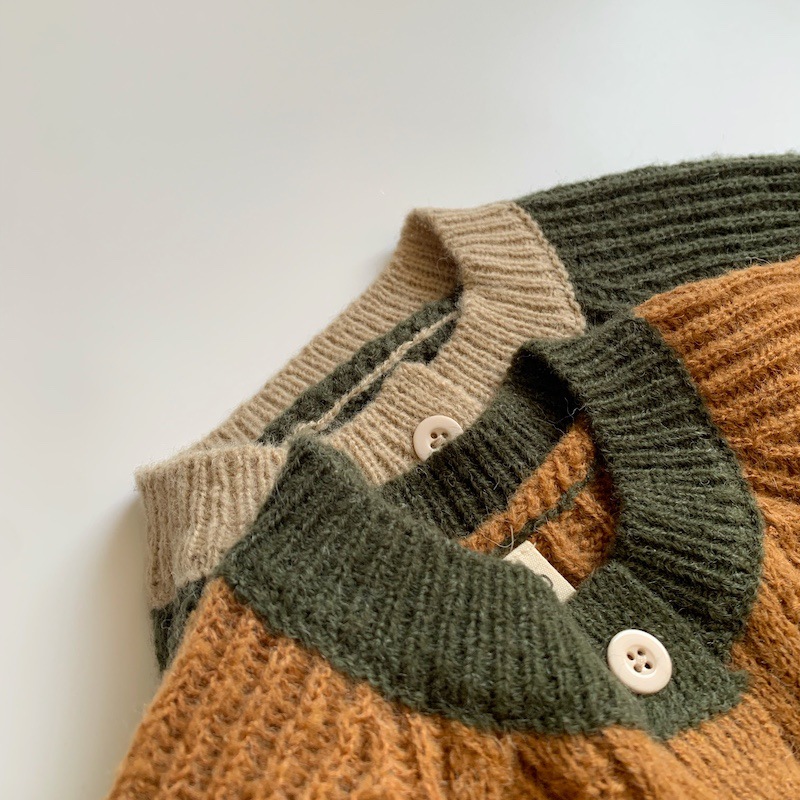 Deer jonmi 2022 primavera stile coreano bambini maglioni Cardigan lavorati a maglia Patchwork allentati Casual bambini maglione cappotti