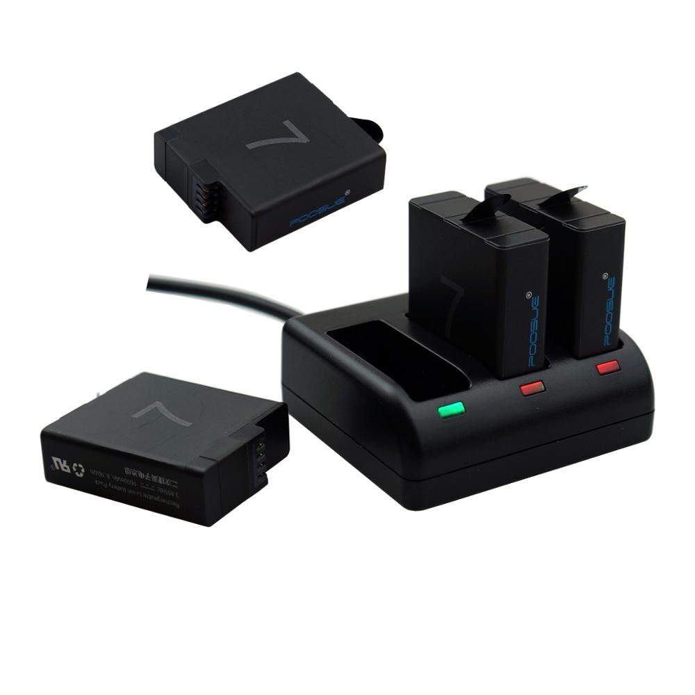Cargador de cámara USB de 3 puertos HERO 8 accesorios para gopro 5 batería go pro hero 5 batería para gopro hero 6 hero 7 black edition: 4Xbatteries 1charger
