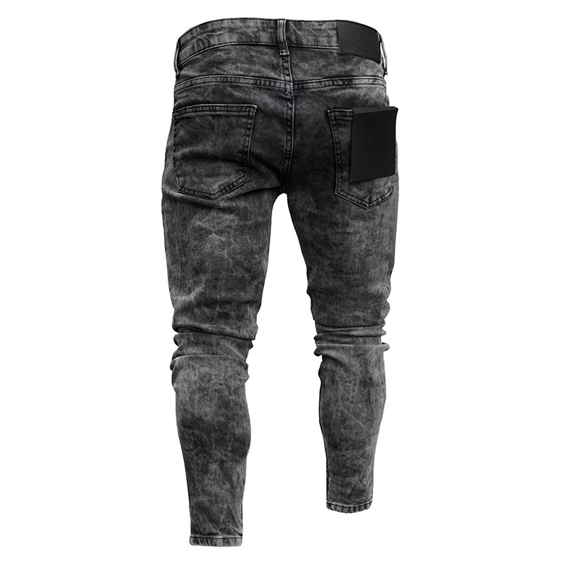 MM men's jeans product quick-drying jeans mid-rise ripped jeans men's slim denim trousers black plus size pants