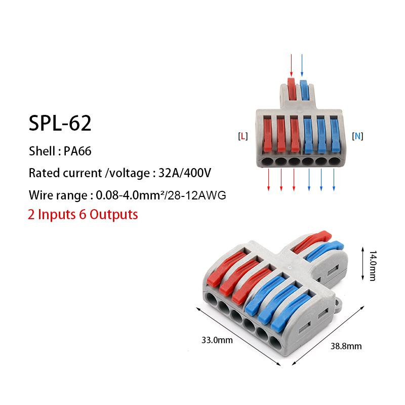 5/10pcs/Lot SPL-42/62 Mini Fast Wire Connector Universal Wiring Cable Connector Push-in Conductor Terminal Block DIY YOU