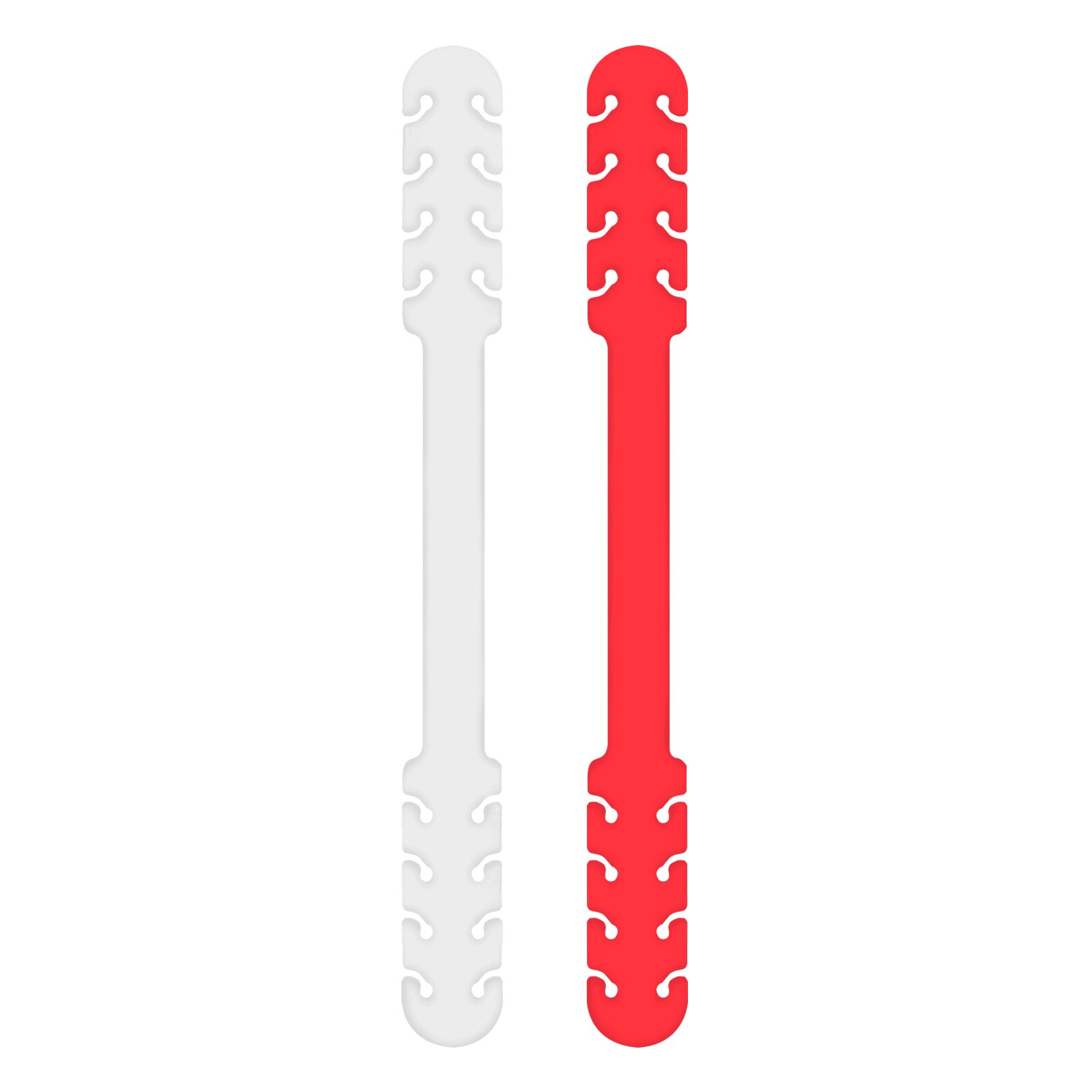 TBOC Salva orejas para Mascarillas Extensor Ajustable [Pack 2 Piezas] Correa Antideslizante Silicona Sujetar Cuello Salvaorejas: Blanco - Rojo