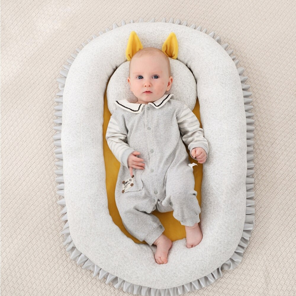 Sondr berço portátil e oval para bebês, berço fofo e macio para quarto de recém-nascido, camas amortecedoras para bebês decoração da cama
