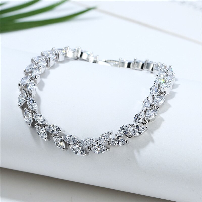 2022 Trendy Leaves Rose Gold Silver Color Bracelet Bangle for Women Anniversary Jewelry Moonso Bulk S5878